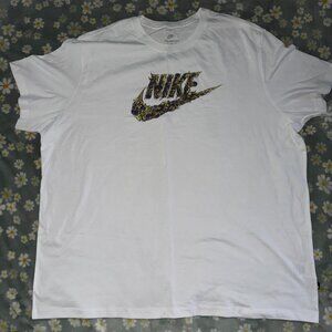 NWOT Nike Tee White Psychedelic Flame Swoosh Logo Graphic T-Shirt - Men's 3XL